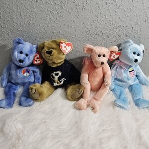 Early 2000's Ty Collection. Peace Bear, Salty, Hayes And Eggs II